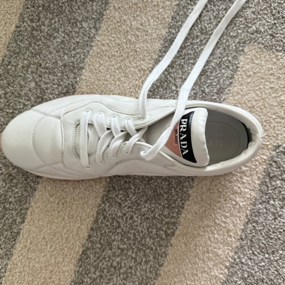Women's Slightly Used Leather Prada Sneakers - Picture 7 of 14